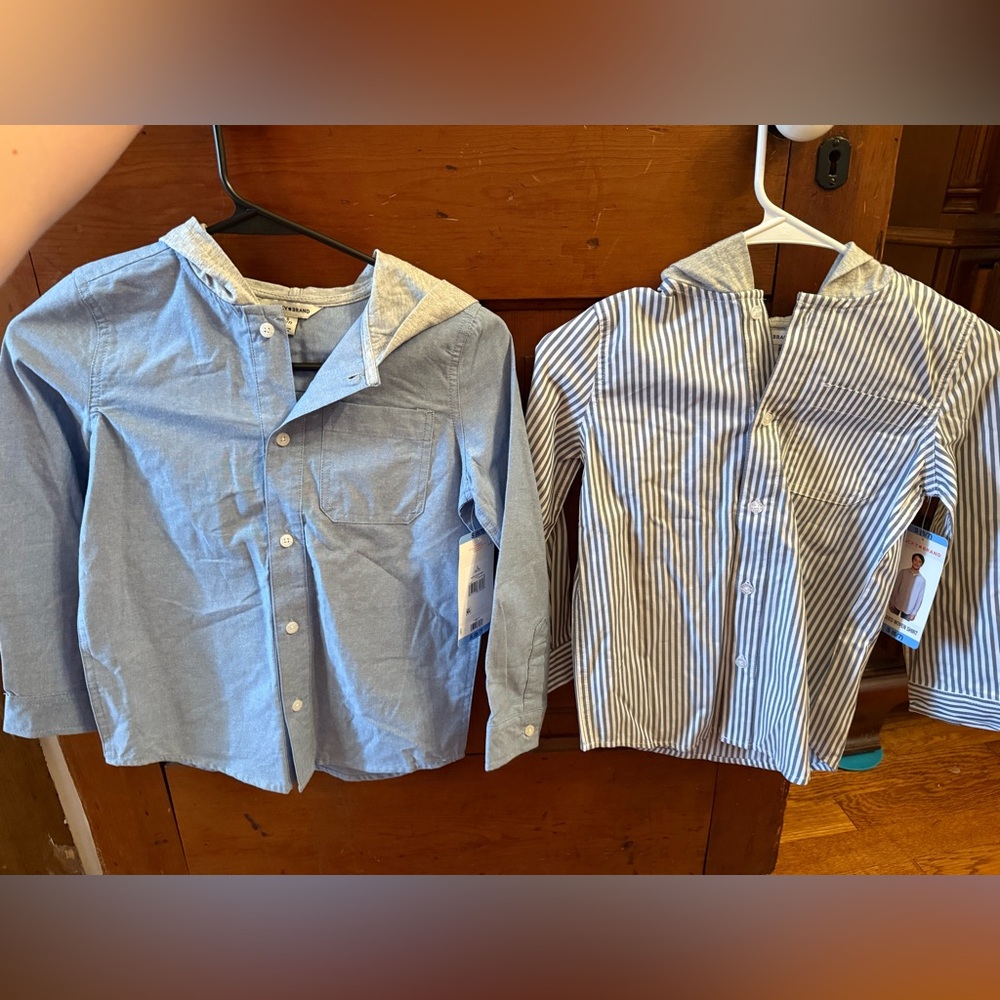 Boys lot of 2 hooded woven shirts